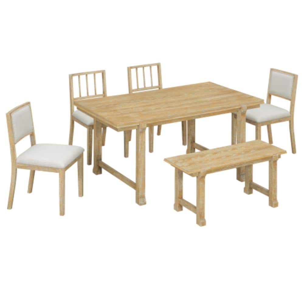6-Piece Solid Wood Outdoor Conversation Patio Furniture Set with Beige Cushions price history on PriceWatchPro
