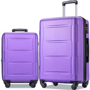 Purple 2-Piece Expandable ABS Hardshell Spinner Luggage Set with TSA Lock and Adjustable 3- level Telescoping Handle