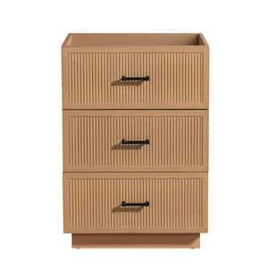 23 in. W. x 17.9 in. D x 33.5 in. H MDF Wall Mounted Bath Vanity Cabinet without Top in Light Brown with 3-Drawers