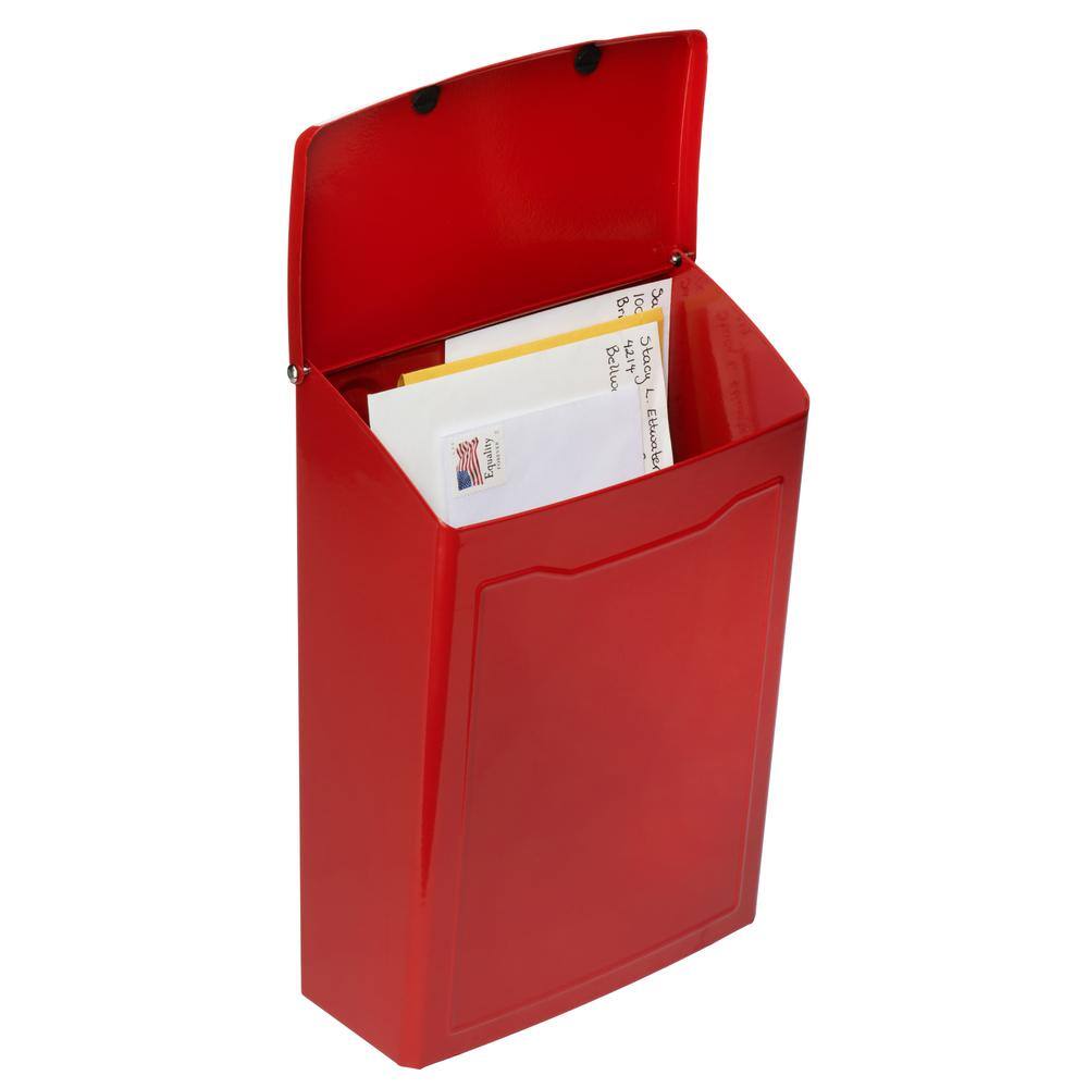 Small Red Steel Modern Wall Mount Mailbox