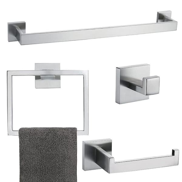 Cubilan 4-Piece Bath Hardware Set with Toilet Paper Holder, Towel Ring, 24 in. Towel Bar and Towel Hook in Oil Rubbed Bronze