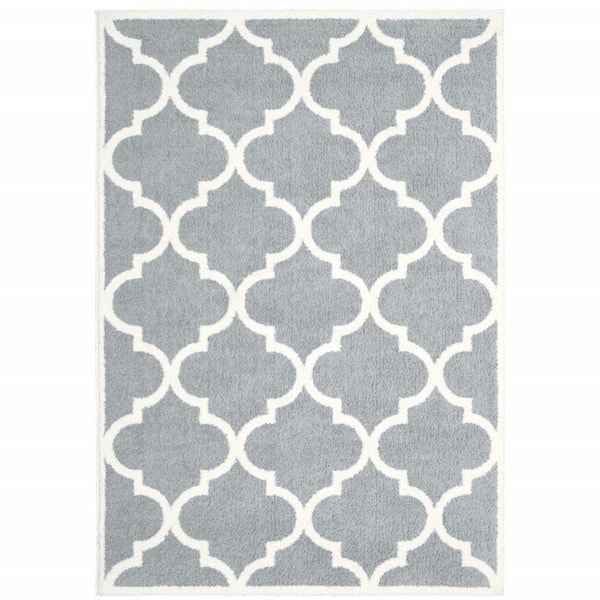 HomeRoots Grey and Ivory 2 ft. x 3 ft. Geometric Area Rug