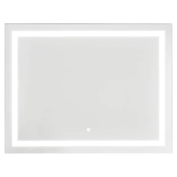 Unbranded 28 in. W x 36 in. H LED Rectangular Frameless Wall Bathroom Vanity Mirror in Silver