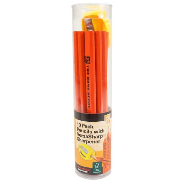 Sharpener & Tub BRIGHT COLOURED. In stock Set of 10 Joiners Builders Pencils 