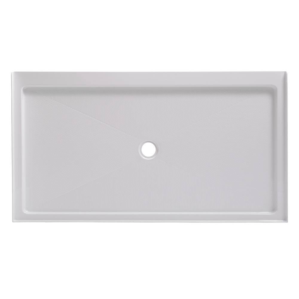 60'' White Rectangular Single Threshold Shower Base
