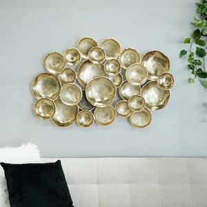 43 in. x  29 in. Aluminum Metal Gold Plate Wall Decor with Uneven Edges