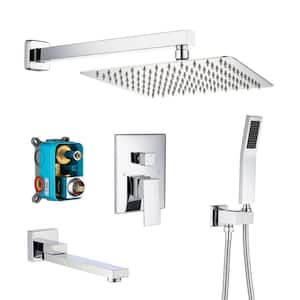 Single-Handle 1-Spray High Pressure Tub and Shower Faucet with Hand Held Valve Included in Polished Chrome