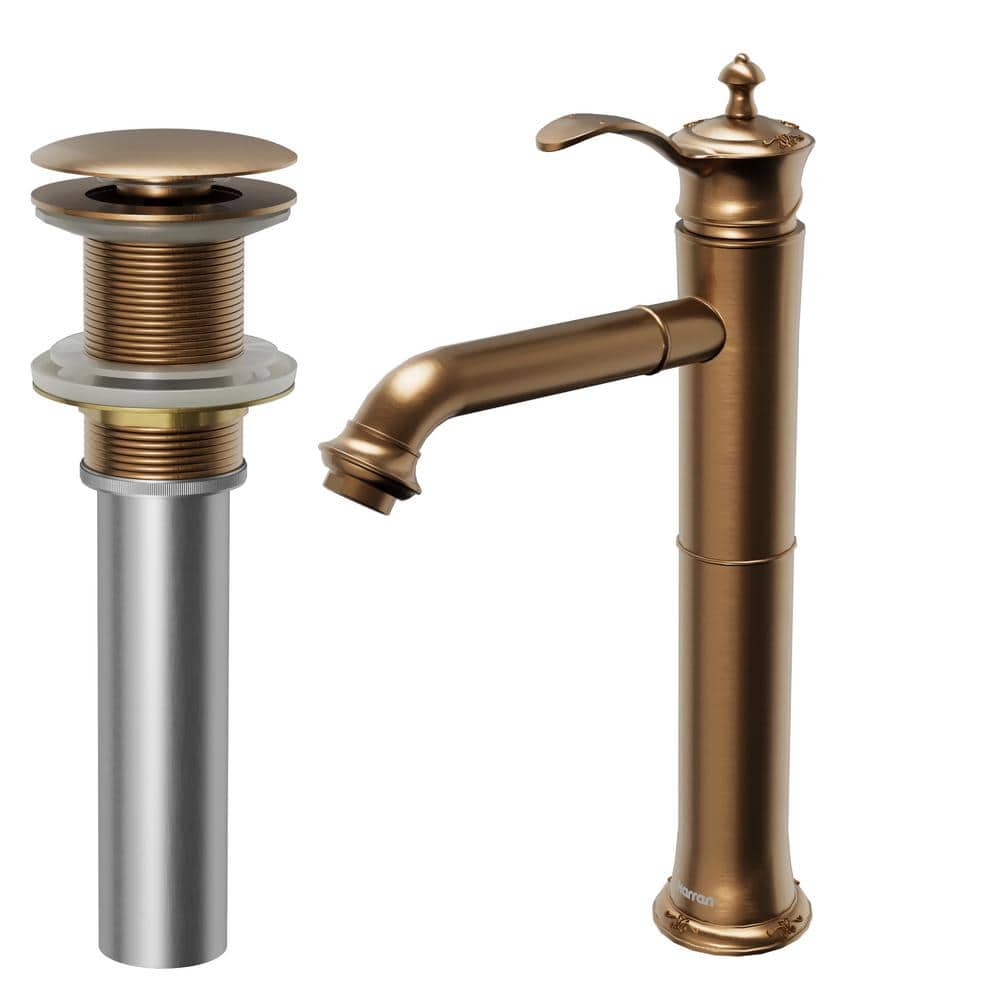 Vineyard Single-Handle Single-Hole Vessel Bathroom Faucet with Matching Pop-Up Drain in Brushed Copper price history on PriceWatchPro