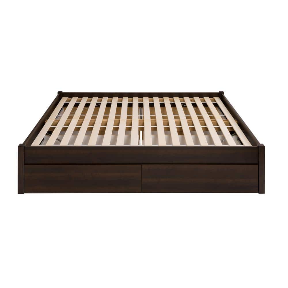 Elegant Queen 4-Drawer Wood Frame Platform Bed with Storage