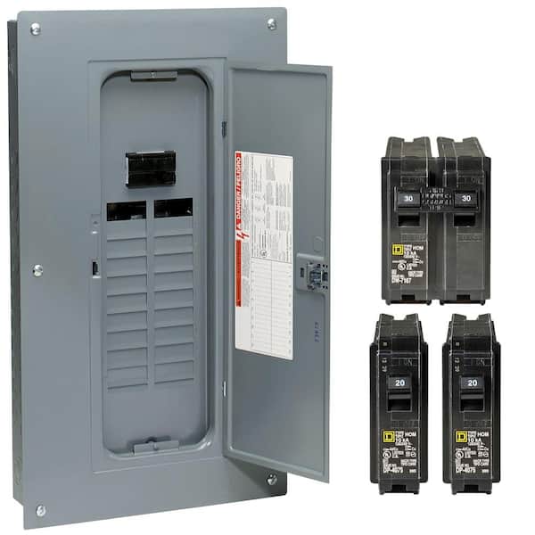 Square D Homeline 100 Amp 20-Space 40-Circuit Indoor Main Breaker Qwik-Grip Plug-On Neutral Load Center with Cover - Value Pack