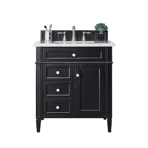 Brittany 30 in. W x 23.5 in.D x 34 in.H Single Bath Vanity in Black Onyx with Solid Surface Top in Arctic Fall