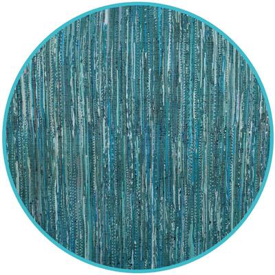Safavieh Rag Rug Turquoise Multi 6 Ft X Round Speckled Striped Area Rar127c 6r Safavieh Rag Rug Turquoise Multi 6 Ft, Round Rug Teal Multi