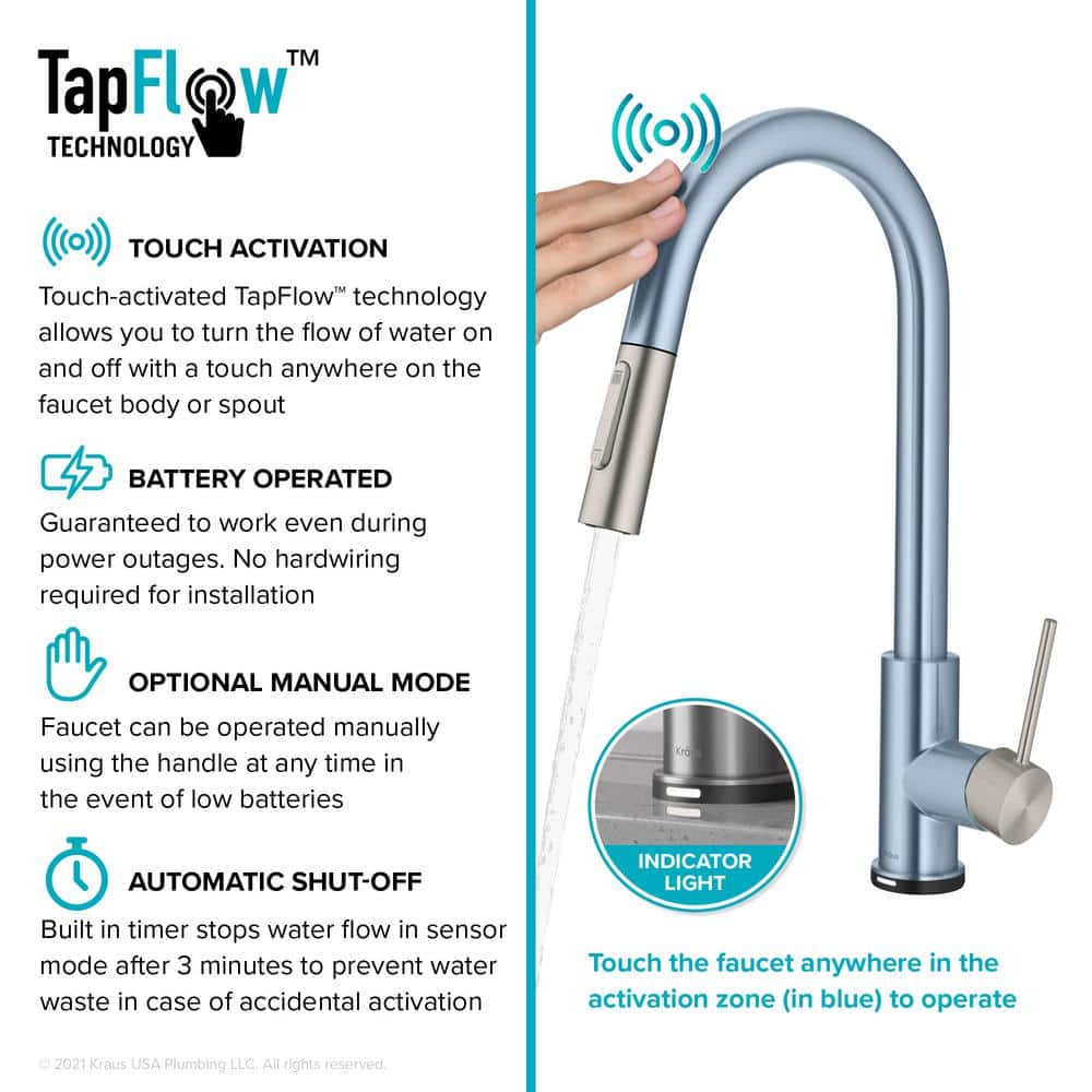 Chrome Touch-Control Single-Handle Pull-Down Kitchen Faucet