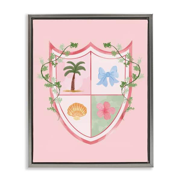 Stupell Industries Nautical Glam Emblem by Hey Bre Creative Studio Gray Floater Frame Nature Graphic Art Print 21 in. x 17 in.