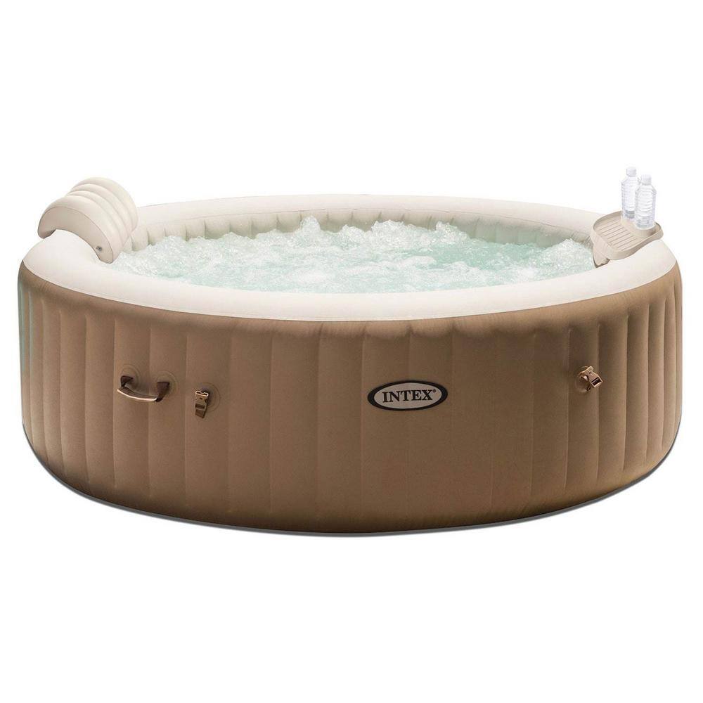 Intex PureSpa 4 Person Inflatable Jet Spa Hot Tub with Drink Tray and ...