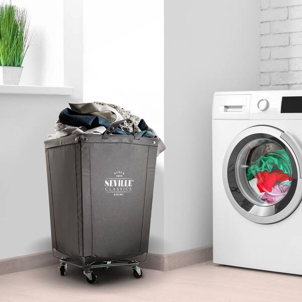 D x 18.1 W x 27 H Gray Cotton Seville Classics Hamper with Wheels