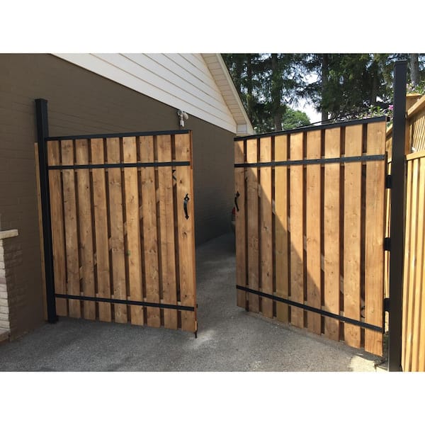 4 ft. W x 6 ft. H Gate Kit to create a Vertical or Horizontal Fence Gate Steel, Coated Black