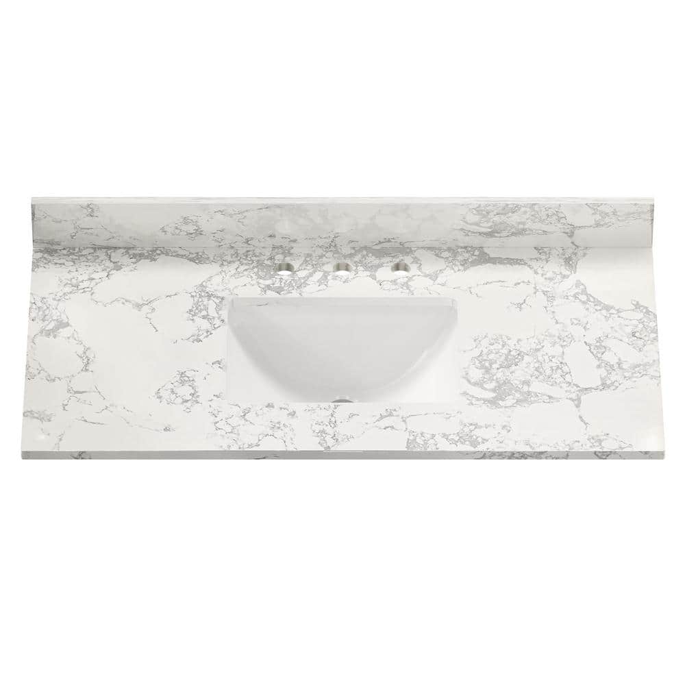 43 in. W x 22 in. D Engineered Stone Composite White Rectangular Single Sin
