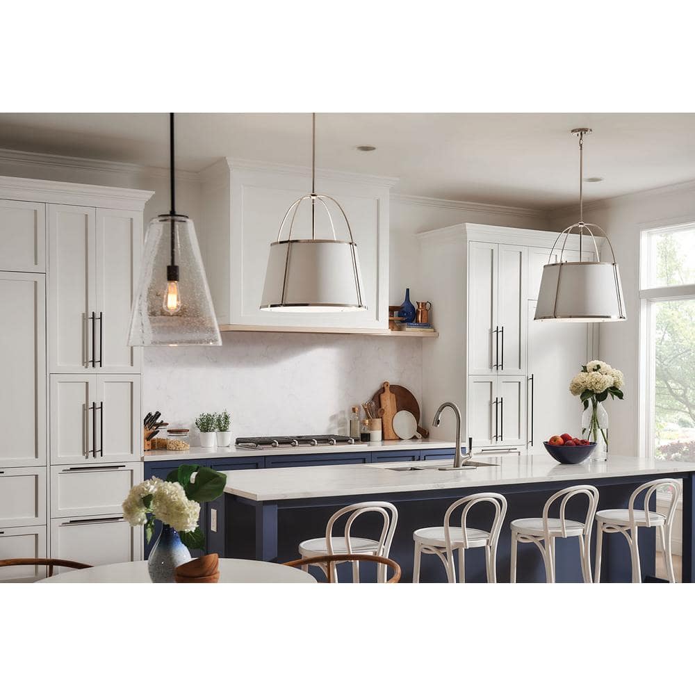 Clarke 16'' Transitional Drum Pendant in Polished Nickel