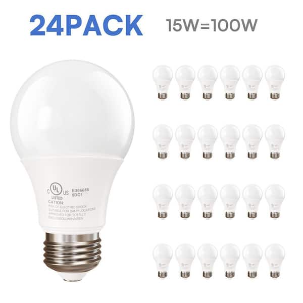 100-Watt Equivalent A19 Non-Dimmable LED Light Bulb (5000K) Daylight (24-Pack)