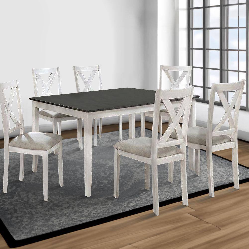 Benjara Modern Style 36 In. White Wooden 4 Legs Dining Table Set (Seats ...