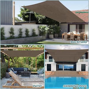 8 ft. x 8 ft. Square Heavy Weight Sun Shade Sail in Brown, 95% UV Blockage, Patio and Pool Cover