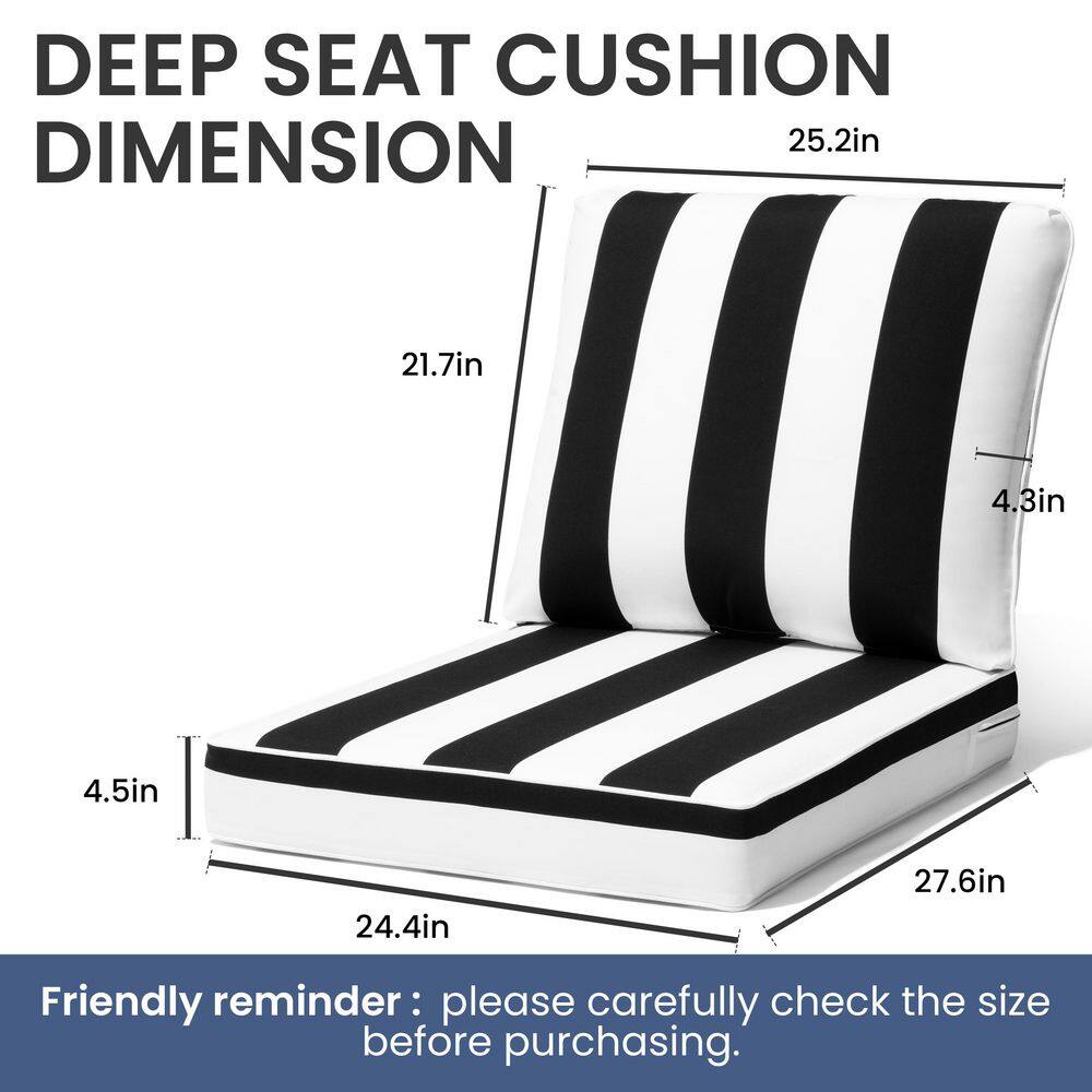 Dimension diagram showing the size of an outdoor seat cushion.