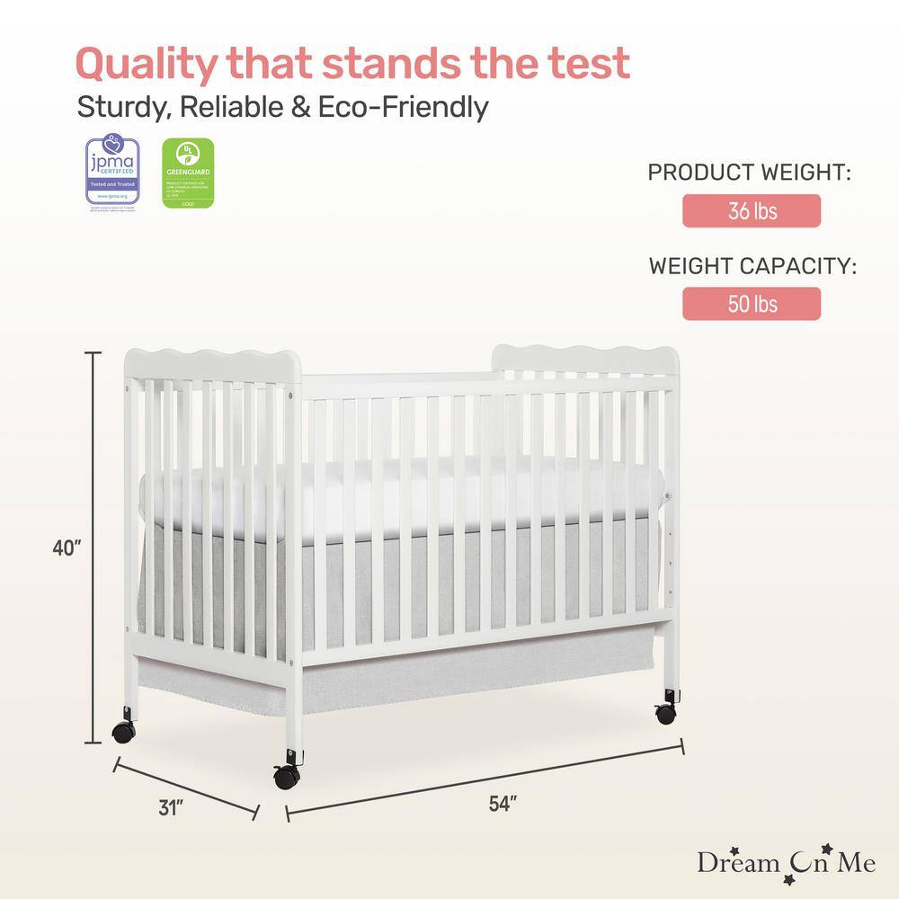 White Wooden Convertible 3-in-1 Crib with Safety Rails