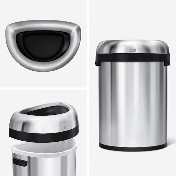 simplehuman 80L Semi-Round Open Top Commercial Trash Can, Brushed
