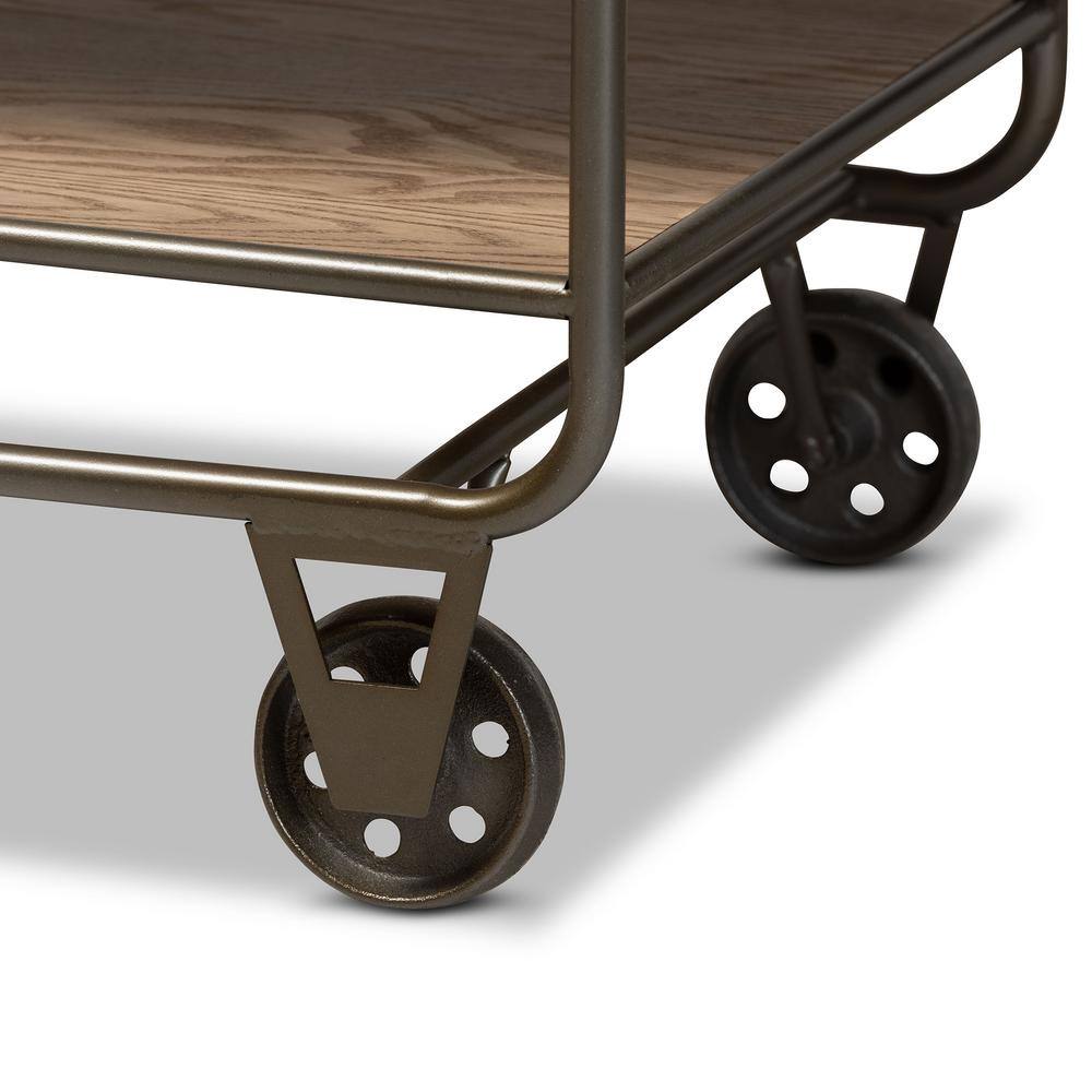 Grant Oak Brown and Black Kitchen Cart - thumbnail 6