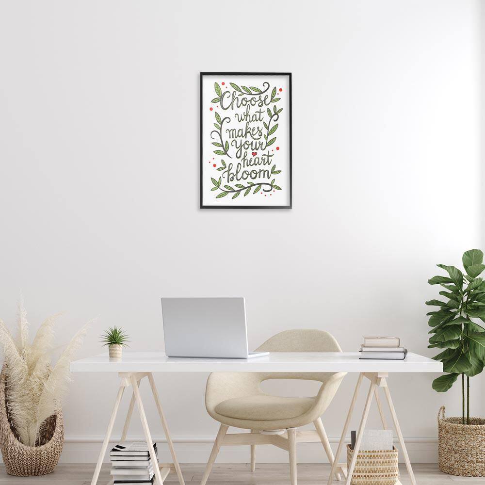 Makes Your Heart Bloom by Martina Pavlova Black Framed Typography Giclee Art Print 24 in. x 16 in. price history on PriceWatchPro