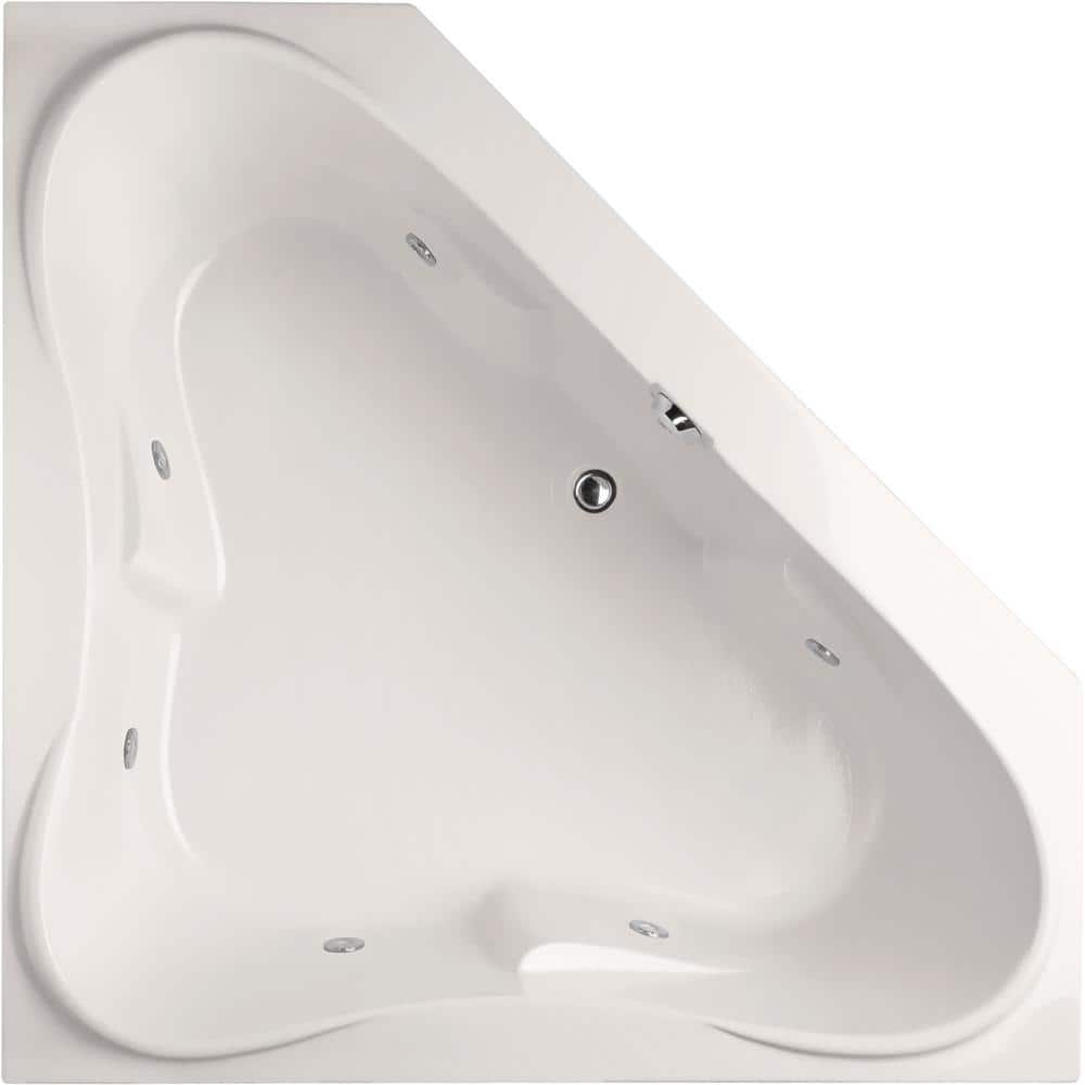 White Acrylic 60'' x 60'' Corner Whirlpool Bathtub