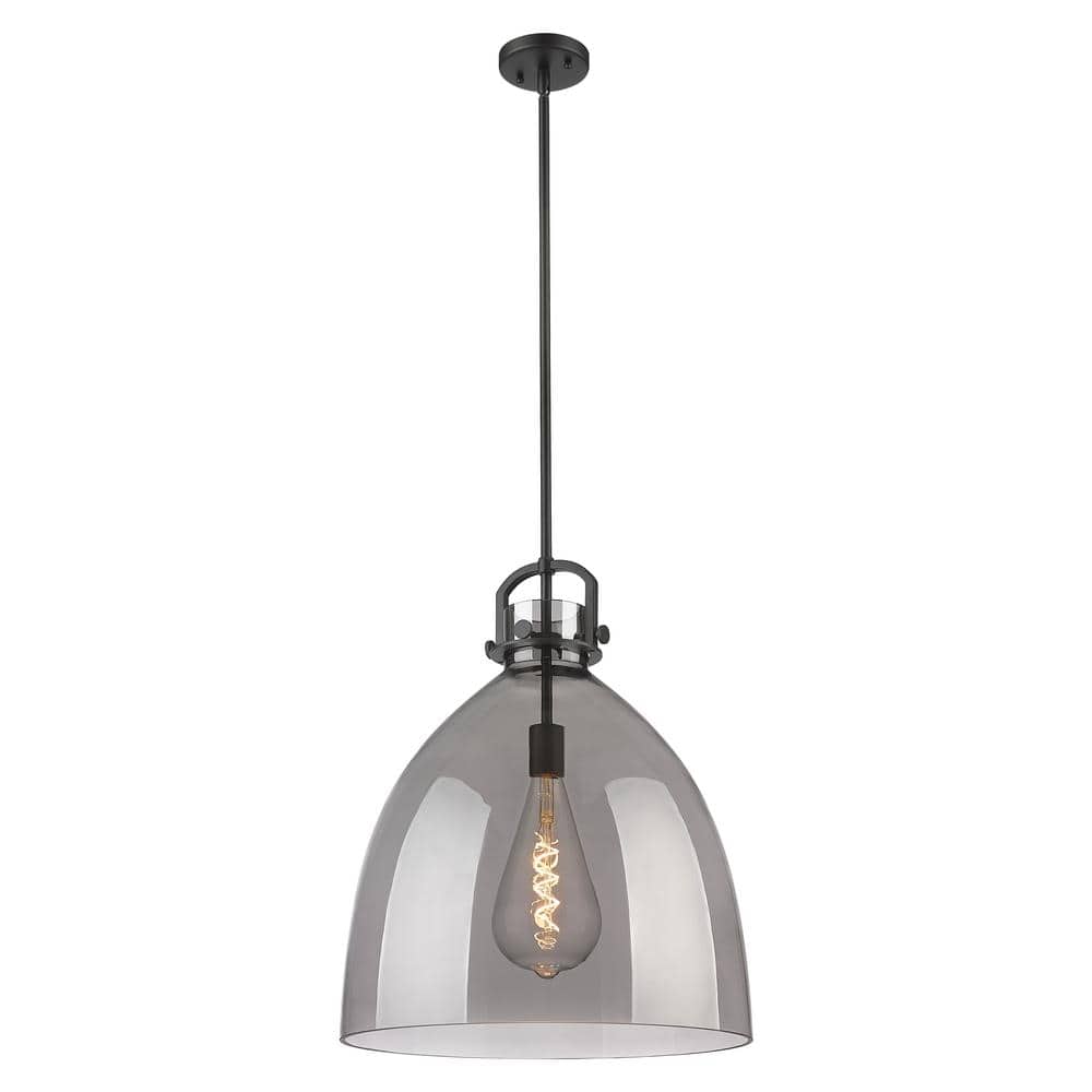 Newton Bell 100-Watt 1-Light Matte Black Shaded Pendant Light Tinted Glass Shade price history on PriceWatchPro