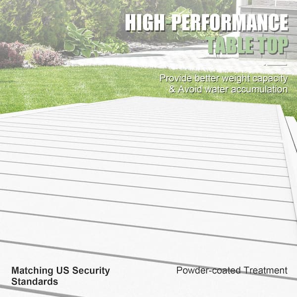 35 in.-71 in. Extendable Aluminum Patio Dining Table in Ivory White