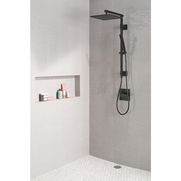 5-Spray Dual Wall Mount Fixed and Handheld Shower Head 2.5 GPM in Matte Black