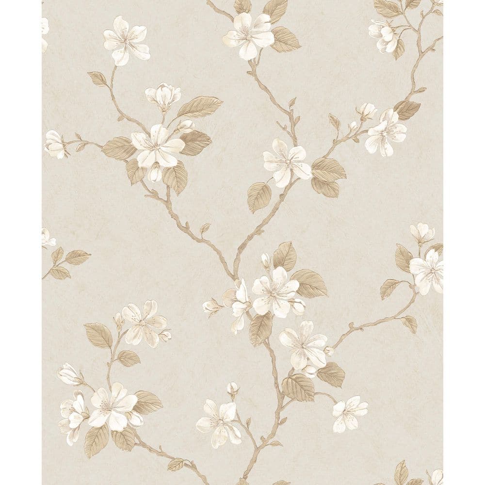Palazzo 2 Collection Beige Dogwood Floral Vinyl on Non-Woven Non-Pasted Wal