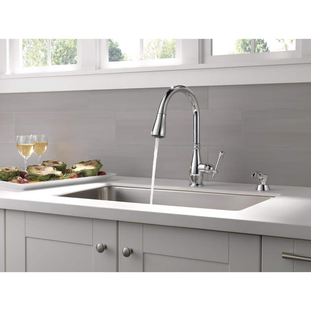 Chrome High-Arc Kitchen Faucet with Pull-Out Spray