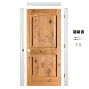 Ready-to-Assemble 32 in. x 80 in. Knotty Alder 2-Panel Right-Hand Top Arch Clear Stain Wood Single Prehung Interior Door