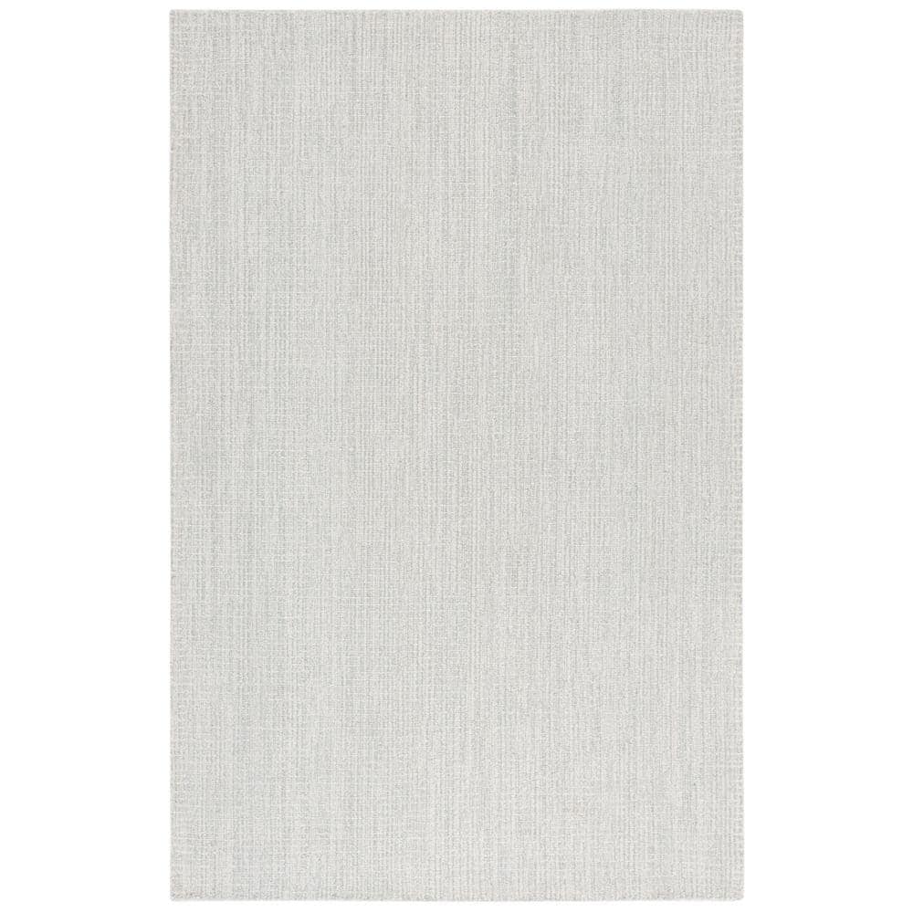 Light Grey and Ivory 6' x 9' Handmade Wool Area Rug