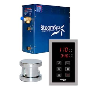 Oasis Series 6kW Steam Bath Generator Package with Continuous Steam and Quick Start Technology in Polished Chrome