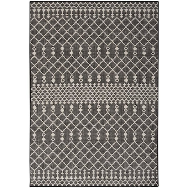 Nourison Positano Black 4 ft. x 6 ft. Moroccan Contemporary Area Rug