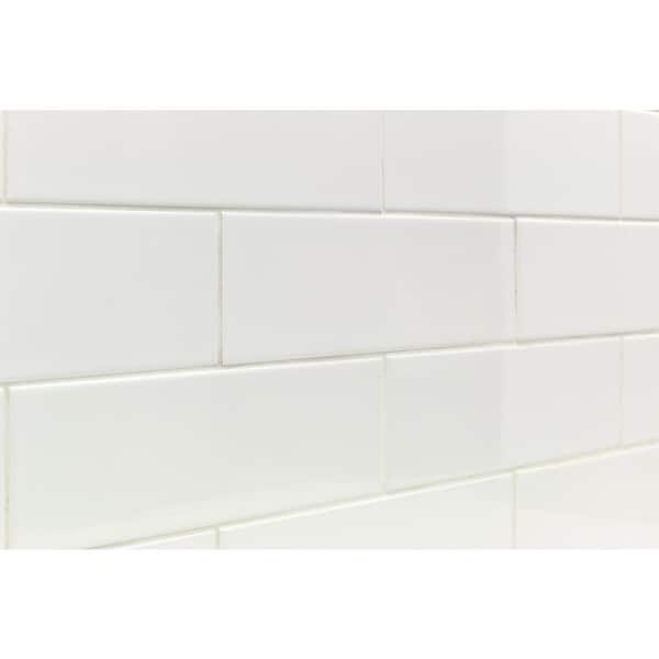 Ivy Hill Tile Essential White 4 in. x 12 in. x 6mm Polished Ceramic Subway Wall Tile (9.68 sq. ft./case) Ivy Hill Tile Essential White 4 in. x 12 in. x 6mm Polished Ceramic Subway Wall Tile (9.68 sq. ft./case)