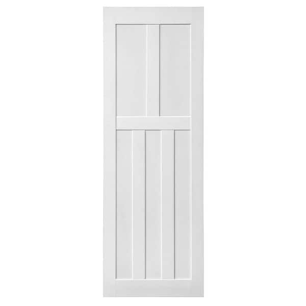 WEGATE 28 in. x 80 in. White 5-Panel Primed Door Panel, MDF Modern Sliding Barn Door Slab (Accessories Not Included)