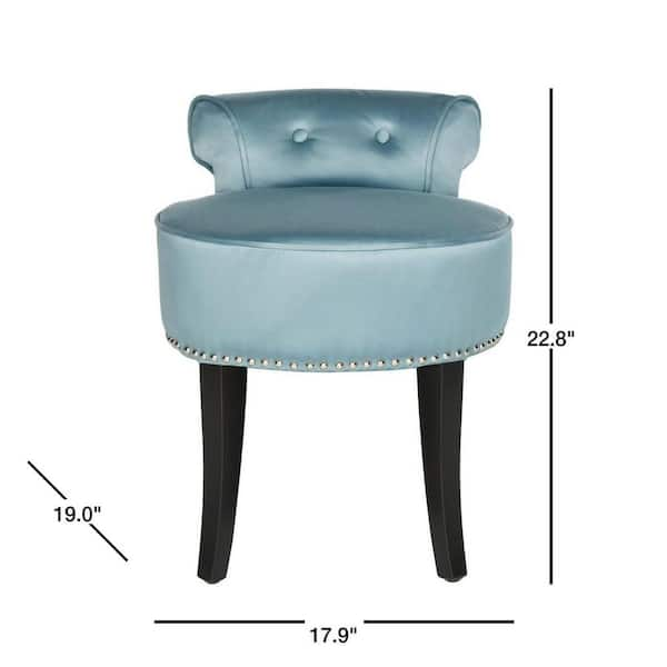 SAFAVIEH Georgia Blue Upholstered Vanity Stool MCR4546S The Home