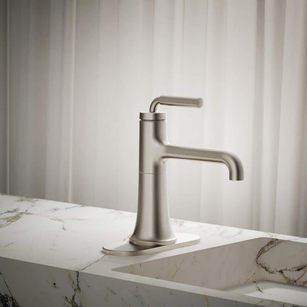 Vibrant Brushed Nickel Single-Handle Bathroom Sink Faucet
