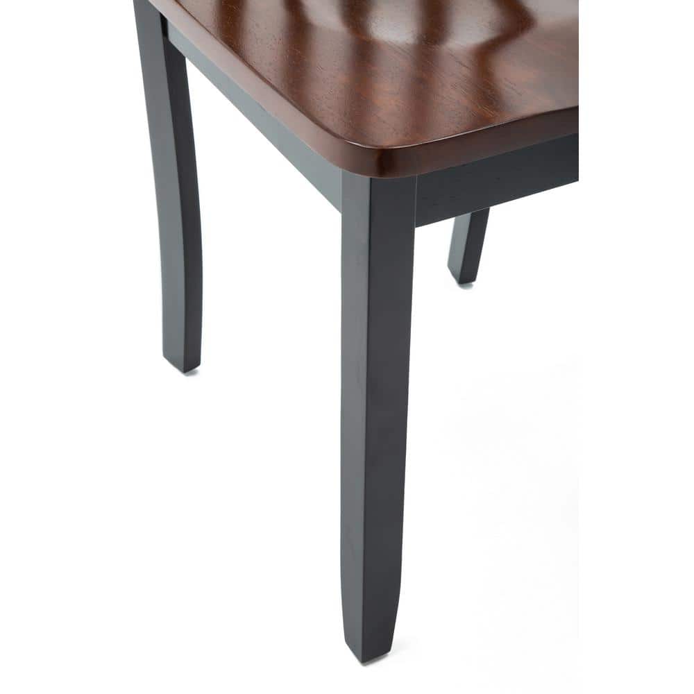 Black and Cherry Wood Transitional Side Chair Set
