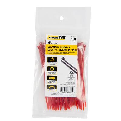 Pack of 25 Taylor Cable 43022 Red 8 Wire Tie Strap 