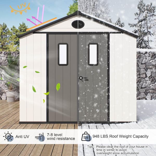 LATTOY 8 ft. W x 6 ft. D Outdoor Storage Resin Garden Shed for