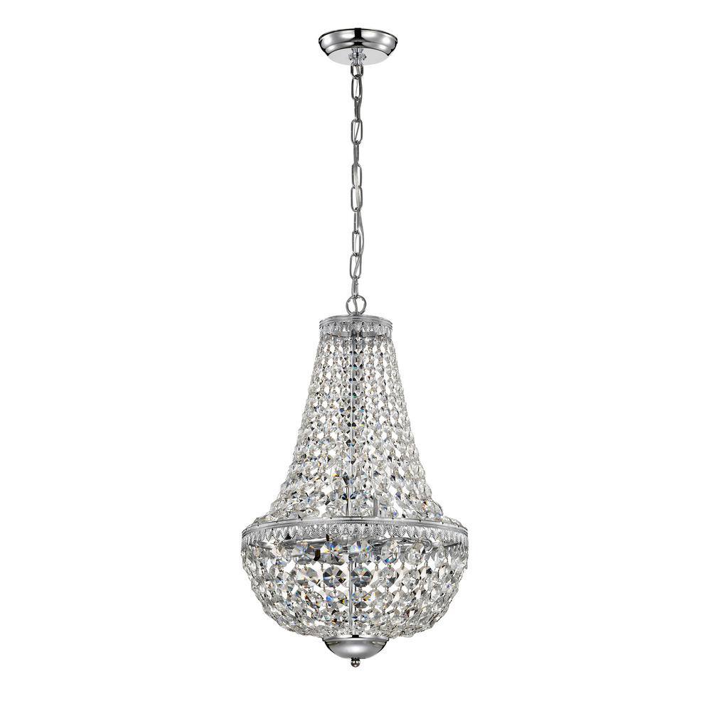 Empire Chrome Crystal 6-Light Candle Chandelier