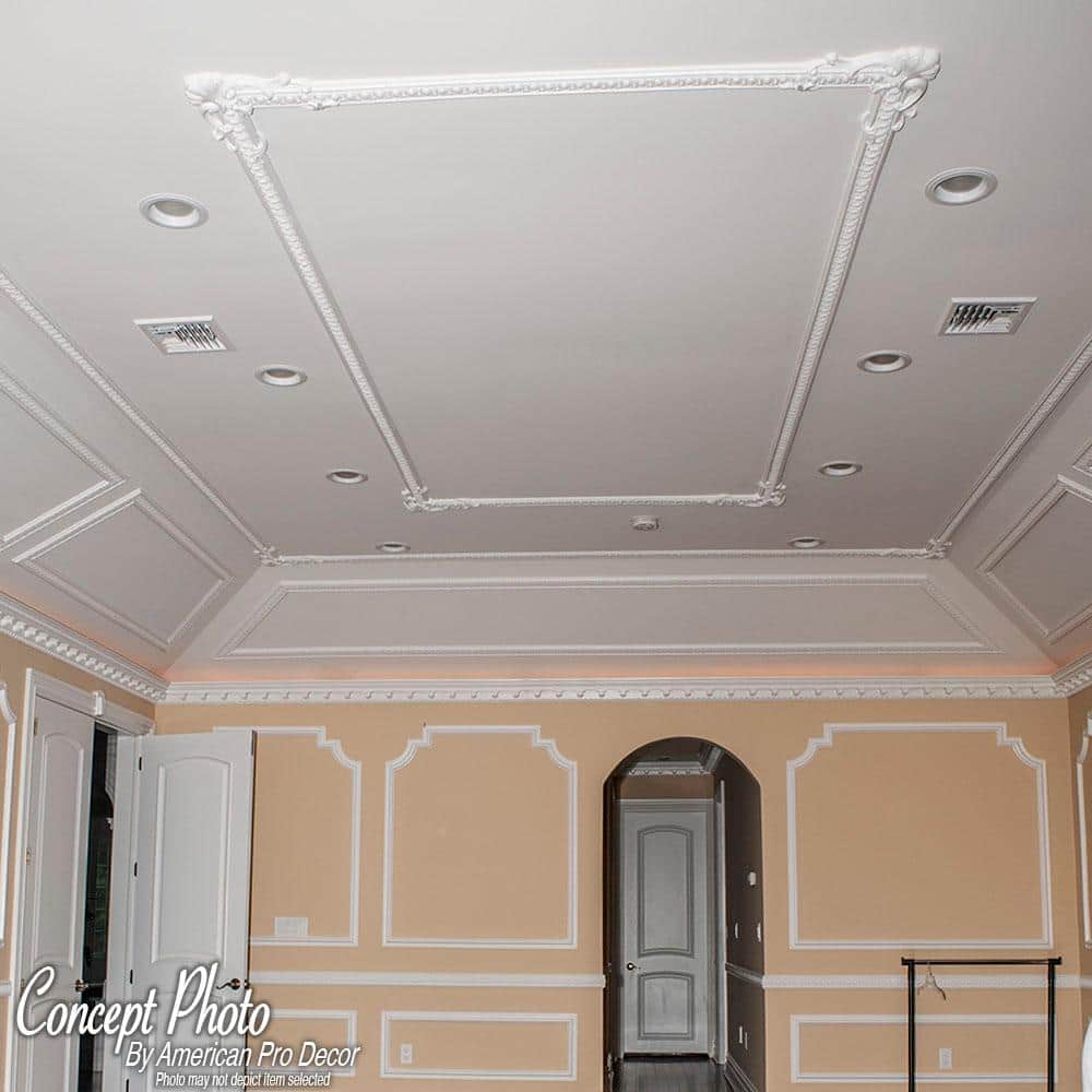 6-Inch White Primed Polyurethane Decorative Leaf Baseboard Moulding